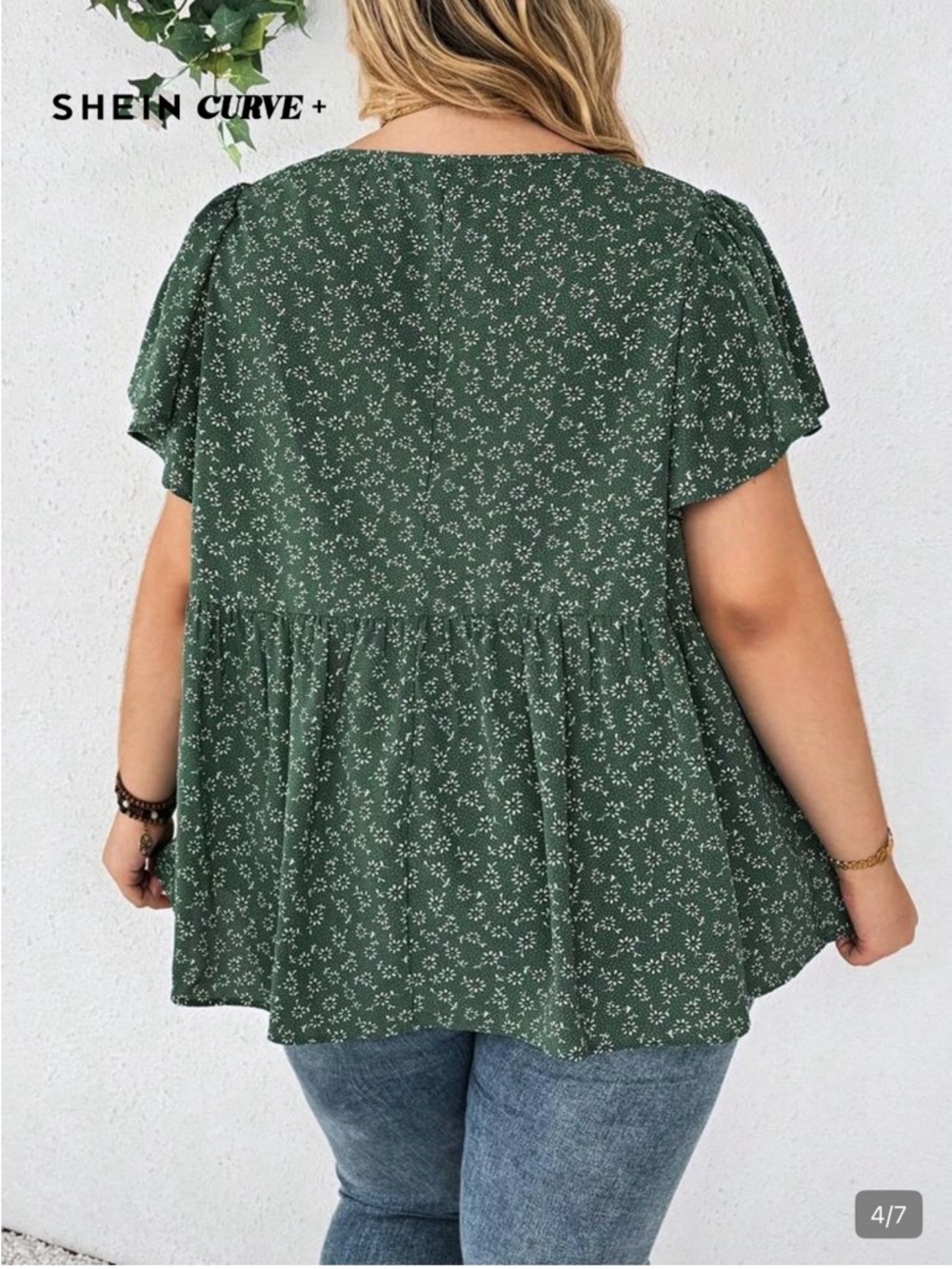 Plus-Size Ruffle Sleeve Blouse - Picture 2 of 7